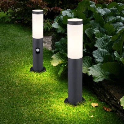 Außenstehlampe Sockelleuchte Wegelampe Bewegungsmelder Terrassenlampe 2er Set - Bild 1 von 4