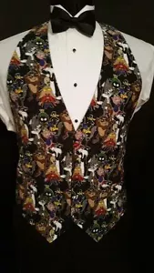L/XL Taz Bugs Daffy Tweety Sylvester Porky Marvin Yosemite Sam Adj.Tuxedo Vest - Picture 1 of 2