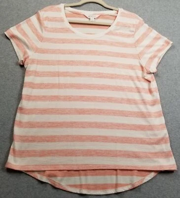 Market & Spruce Top Women’s Extra Large XL Pink White Striped Stretch T Shirt - Image 1 of 4