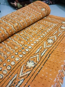 King Size Blue Indigo Print Bedspread Throw handmade quilt cotton kantha Bedding - Picture 1 of 6