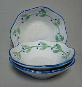 DANSK BLU BACCHE FOGLIE VERDI FOGLIE (DAN70) Ciotole per zuppa coupé SET DI ALTRE TRE QUI - Foto 1 di 3