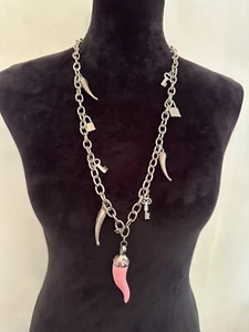 Buona Fortuna, Collana Cromata Catena Corno Italiano, Unica nel suo genere (Cornicello) - Foto 1 di 3