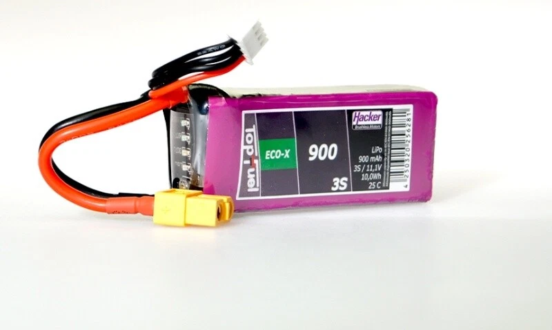 Hacker Motor TopFuel LiPo Akku 25C ECO-X 900mAh 3S mit XT60 Stecker - 90900341 - Bild 1 von 1