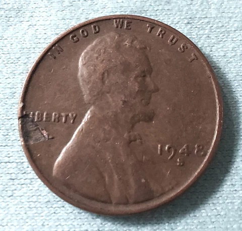 1948 S Wheat Cent Obverse Lamination Error Cover