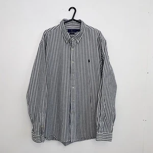 Ralph Lauren Striped Button-Up Shirt Mens Size XXL Grey White Holiday L/S Oxford - Picture 1 of 6