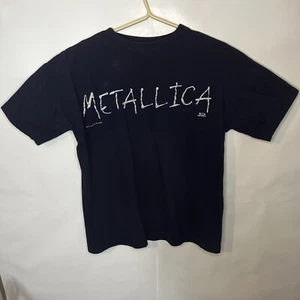 Vintage Metallica Artimonde Woman’s Black SS Spellout T Shirt Large Giant - Picture 1 of 9