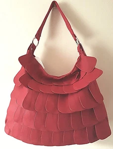  Mujeres Damas Rojo Faux Leather Bolso grande en capas Bolso  - Imagen 1 de 3