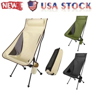 Ultralight High Back Folding Camping Chair with Headrest Outdoor Backpacking - Picture 1 of 41