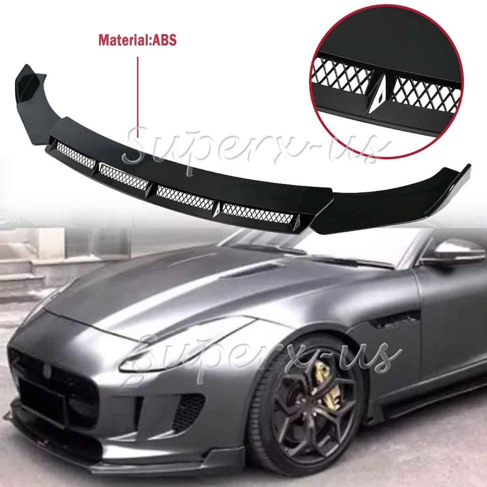 For Jaguar F-Type 2014-2023 Front Bumper Chin Lip Splitter Spoiler Gloss Black Foto 1 de 4