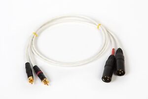 8' FT SILVER PLATED MIL-SPEC RCA TO BALANCED XLR MALE INTERCONNECT CABLE.