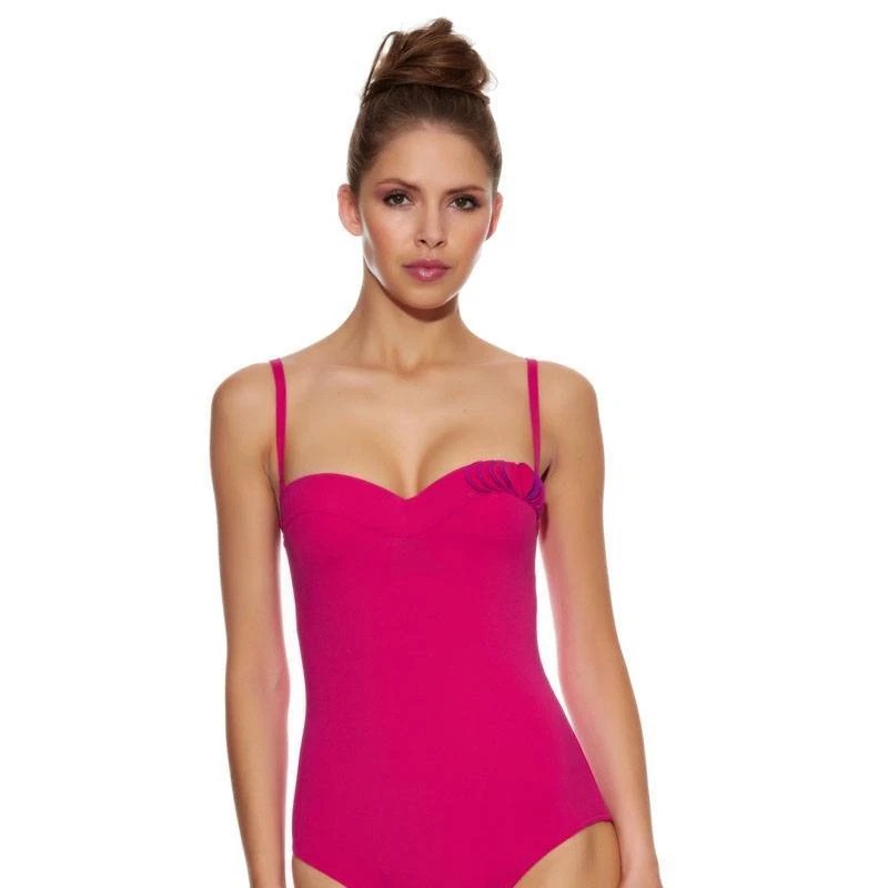 HUIT MACARONS HOT PINK UNDERWIR PADDED BANDEA SWIMSUIT SIZE 32C/10C NEW - Image 1 of 1