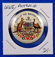 Original Vintage Wwi Ww1 Australia Arms of The British Empire Pin Pinback Button