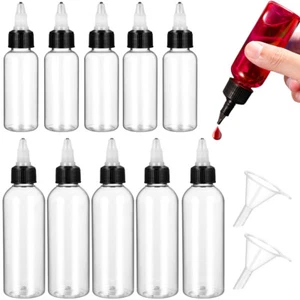 Squeezy Bottles Condiment Pointed Funnel Set Baby with Lids Dispenser - Picture 1 of 11