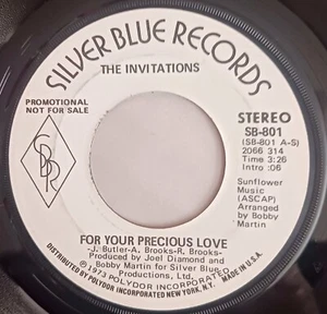 For Your Precious Love The Invitations Promo 45rpm on Silver Blue Stereo Mono - Foto 1 di 2