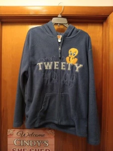  Tweety Bird Embroidered Fleece Full Zip Hoodie Junior 15/16 - Picture 1 of 4