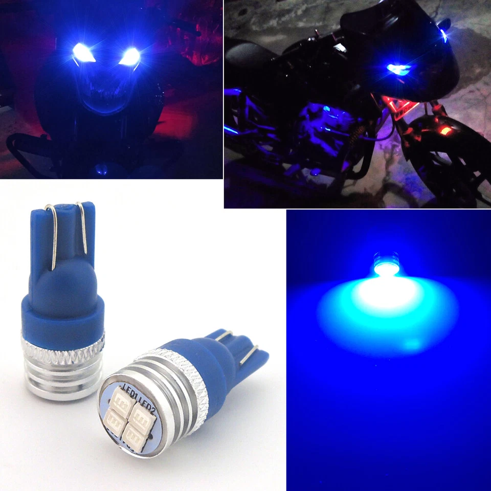 2x Ultra Blue Motorcycle Position Parking City Lights 2825 168 194 SMD LED Bulbs - Image 1 of 4