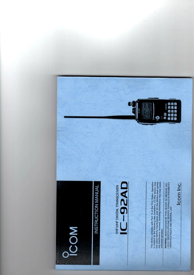 NEW ICOM IC-92AD Instruction Operating Manual Book in English - Image 1 of 1