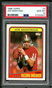 1988 Topps Record Breaker Joe Montana #4 PSA 10 Gem Mint San Francisco 49ers HOF - Picture 1 of 2