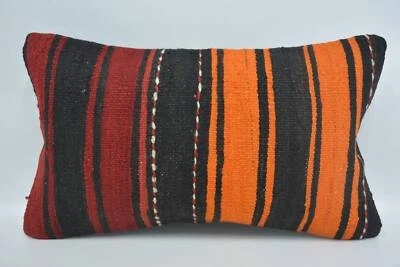 Turkish Pillow, 12"x20" Orange Cushion Cover, Interior Designer Pillow - Image 1 of 4