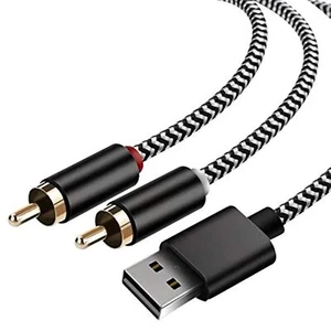 USB to 2-Male RCA Audio Aux Cable for PC Stereo Y Splitter Cord Jack Adapter ... - Picture 1 of 6