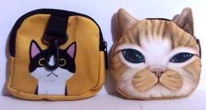 Lot 2 Kitty Cat Coin Pouch Purse Zippered, Backpack Clip  **NEW** - Picture 1 of 4