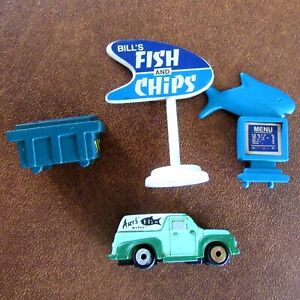 Vintage 1988 Galoob Lot of 4 Micro Machines Bills Fish And Chips Arts Van