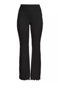 No Boundaries Juniors Ribbed Flare Lettuce Hem Pants Stretch Black Large (11-13) - Picture 1 of 8