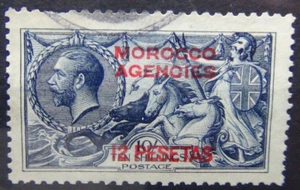Morocco Agencies 1914 1926 12p on 10s Seahorse Waterlow printing Used SG137 - Picture 1 of 2