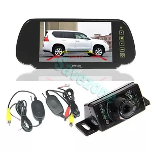 AU 7 IR Wireless Reversing Camera + 7" LCD Monitor Mirror Car Rear View Kit - Picture 1 of 12