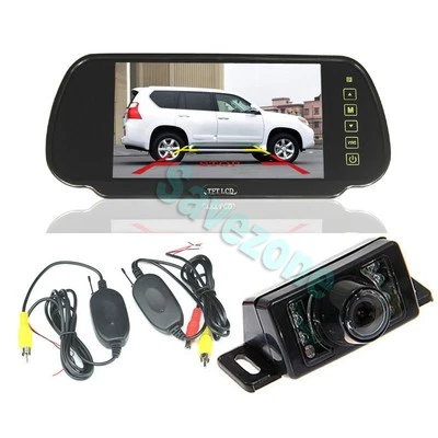 AU 7 IR Wireless Reversing Camera + 7" LCD Monitor Mirror Car Rear View Kit - Image 1 of 4