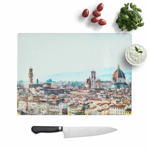 Florence Cathedral & Skyline In Italy Chopping Board Glass Textured Kitchen - Picture 1 of 6