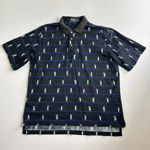 Vintage Ralph Lauren Mens Polo Shirt Large All Over Print Short Sleeve Golf - Picture 1 of 10