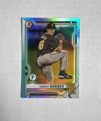 2021 Bowman Draft 1st Edition Robert Gasser Foil Sky Blue BD-135 Brewers - Image 1 of 2