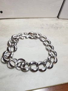 VINTAGE SILVER TONE CHOKER CHAIN 18 INCH LENGTH - Picture 1 of 5