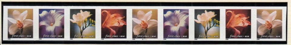 2000 Flowers 4 different 34c MNH PNC Sc 3465a plate number strip of 9 B1111 - Image 1 of 1