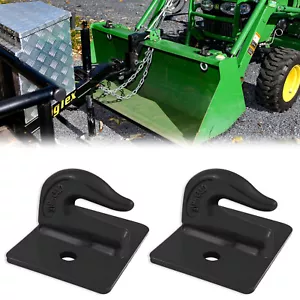 Black 2x 3/8" Bolt On Grab Hooks For Loader Tractor Bucket Heavy Duty Steel - Picture 1 of 11