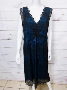 Lane Bryant Womens Dress Size 20 Black & Blue Lace Lined Sleeveless Side Zip - Picture 1 of 7