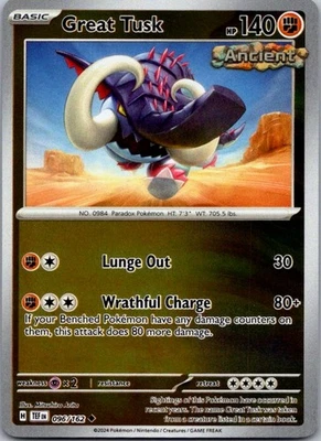 Great Tusk Reverse Holo Uncommon SV05: Temporal Forces 096/162 NM - Image 1 of 2