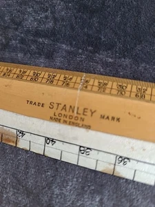 Vintage STANLEY Wooden Ruler Made in England 1 Foot - Foto 1 di 4