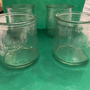 Lote de 4 ollas de yogur francesas vintage 1952 de vidrio transparente La Fermiere - Imagen 1 de 7