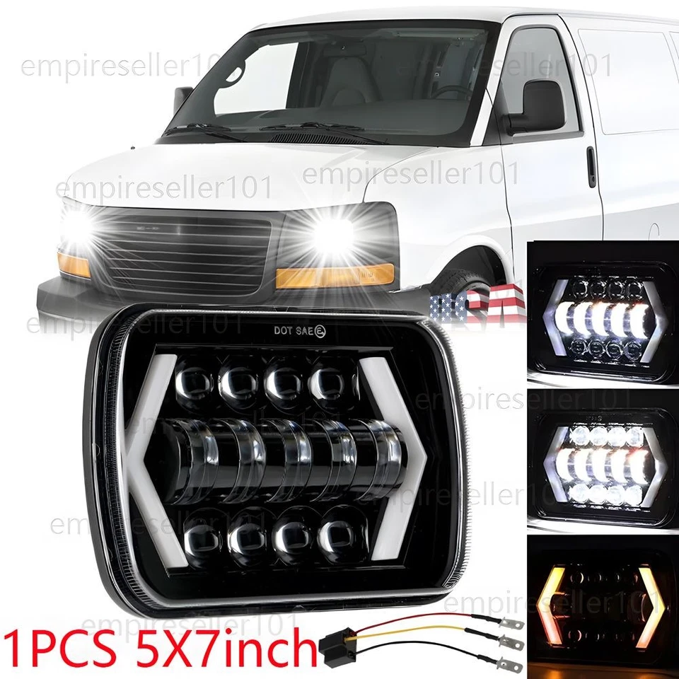 Faro LED 7x6" haz alto/bajo DRL apto para GMC Savana 1500 2500 3500 Safari Van Foto 1 de 4