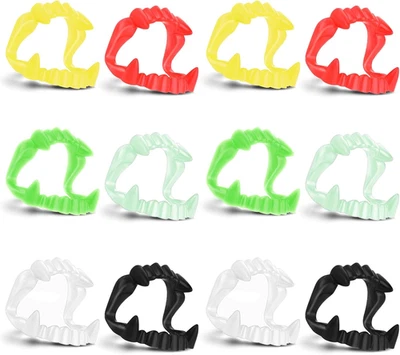 12 piezas de dientes de vampiro y hombre lobo que brillan en la oscuridad para disfraces Foto 1 de 4