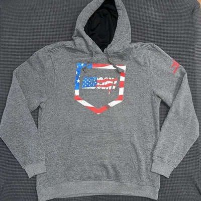 Sudadera con Capucha Logan & Martin Redcon1 Grande Gris Bandera Americana Logo Pullover Sudadera Foto 1 de 4