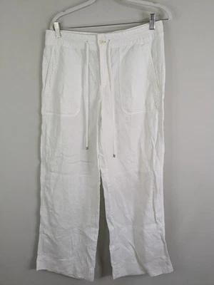 Lauren Ralph Lauren Pants Women's 6 White Linen Casual*FLAW* - Image 1 of 4