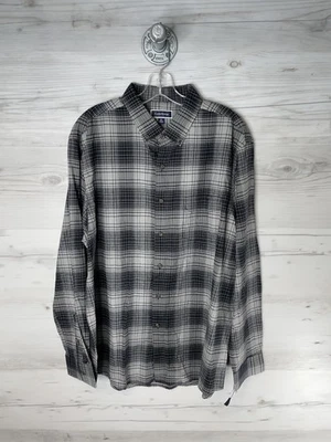 Club Room Shirt Mens Extra Large Black Gray Plaid Button Up Long Sleeve Stretch - Image 1 of 4