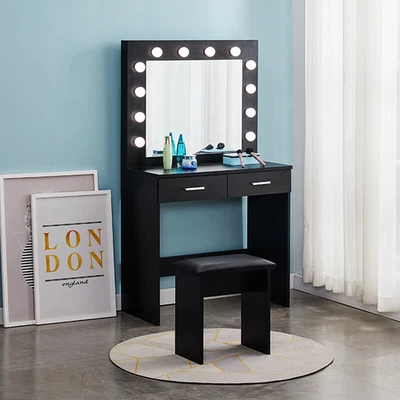 Modern LED Vanity Set with Stool & Mirror - Perfect for Makeup in Bedroom - Image 1 of 4