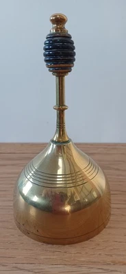 Antique Brass Bell With 'Beehive' Wood Turned Handle Approx. 6" / 15cm Tall - Image 1 of 4