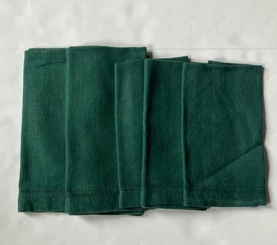 Williams Sonoma 100% Linen Cloth Napkins Green Lot Of 5 Dinner EUC - Image 1 of 4