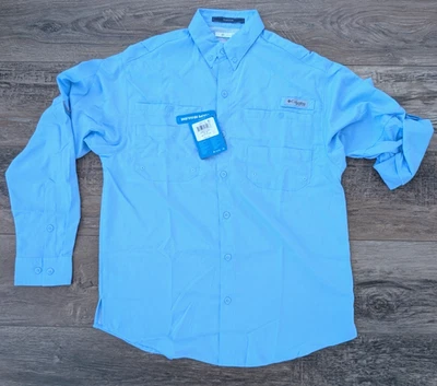 Columbia Men’s PFG Tamiami II Long Sleeve Shirt -Light Blue (S) - Image 1 of 4