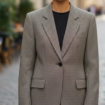 Blazer de lana Armani Collezioni gris pata de gallo para hombre talla 44 Foto 1 de 4